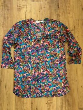 Floral Victoria's Secret Vintage Gold Label 100% Silk Pajama Dress Feminine